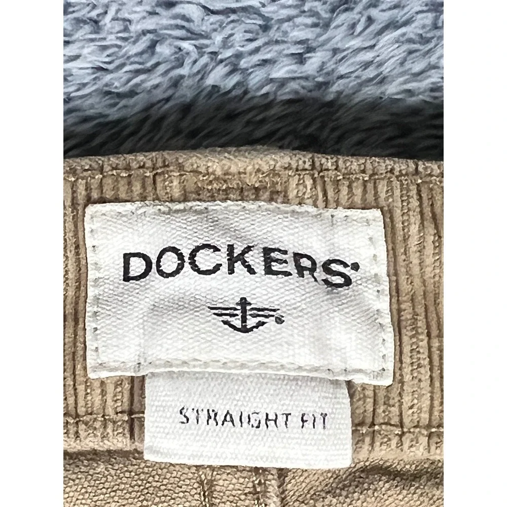 Dockers Mens Corduroy Pants Tan Khaki Straight Leg Stretch 38x30 (28)